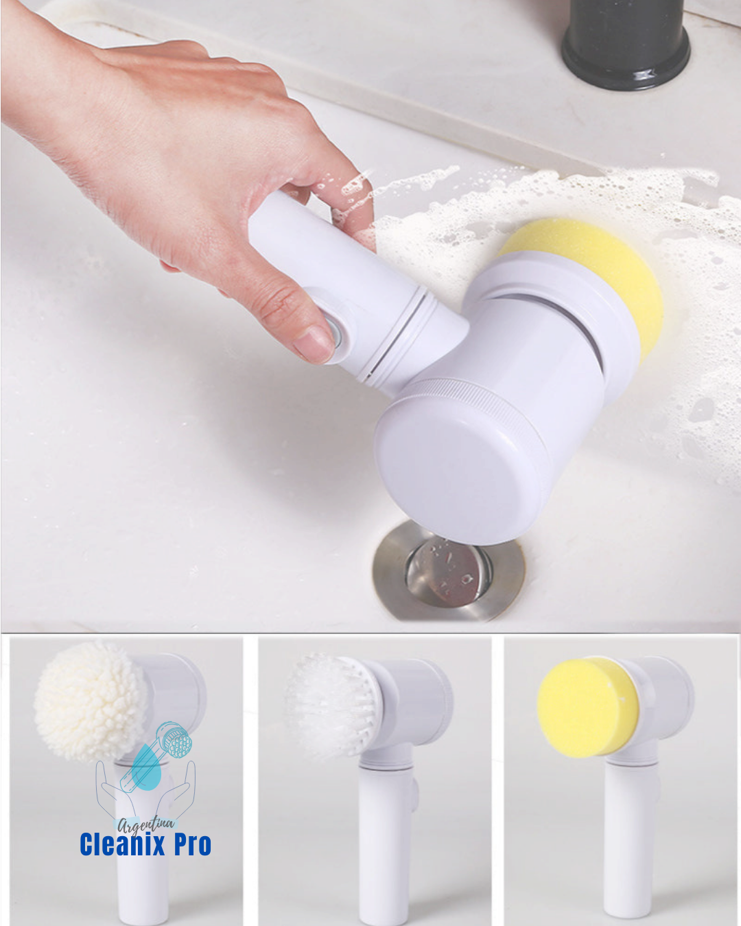 Cepillo Eléctrico Inalámbrico Cleanix Pro™ ⚡-  3 en 1