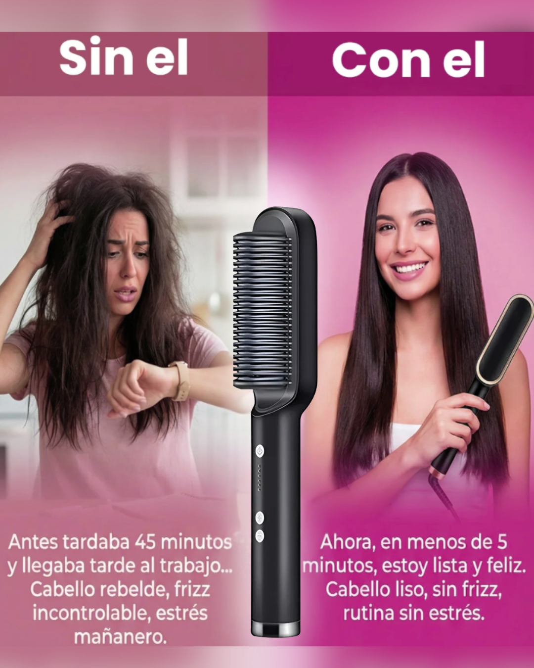 Cepillo Alisador 3 en 1 - Olvídate del frizz y las rutinas eternas
