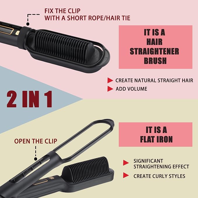 Glissara™ Clip Style | Cepillo Alisador con Sujeción