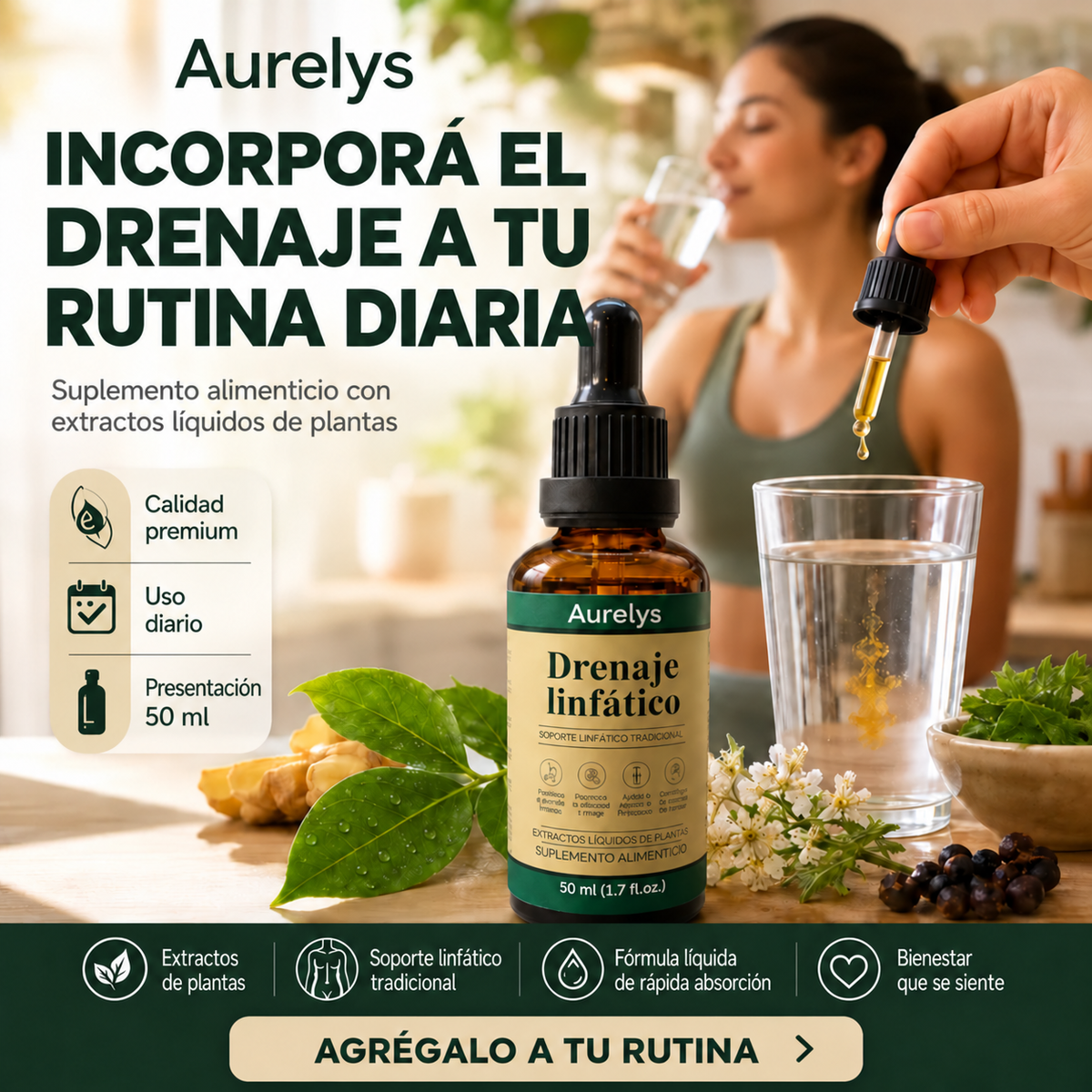 Aurelys Drenaje Linfático | 4 plantas en gotas