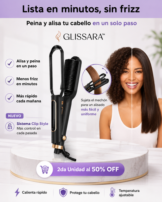 Glissara™ Clip Style | Cepillo Alisador con Sujeción