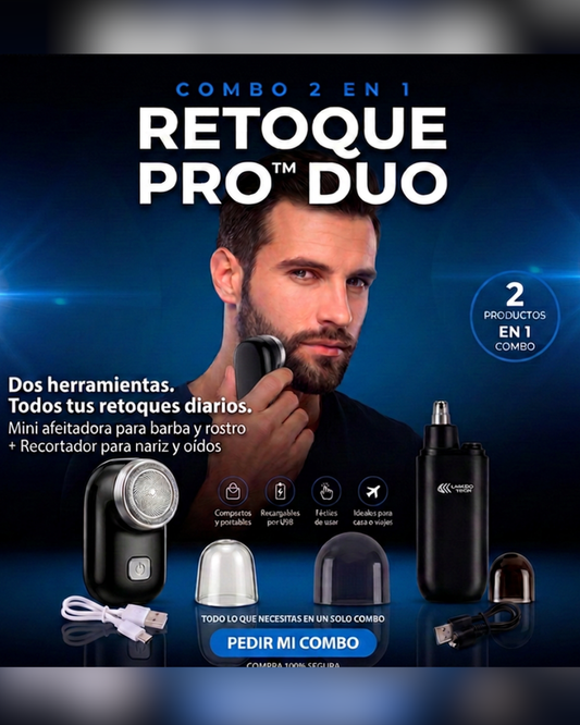 Retoque Pro™ Duo | Mini afeitadora + recortador de precisión