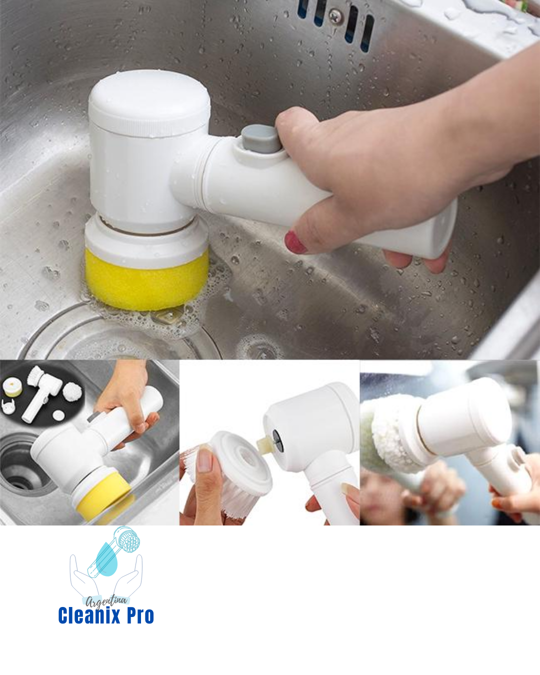 Cepillo Eléctrico Inalámbrico Cleanix Pro™ ⚡-  3 en 1